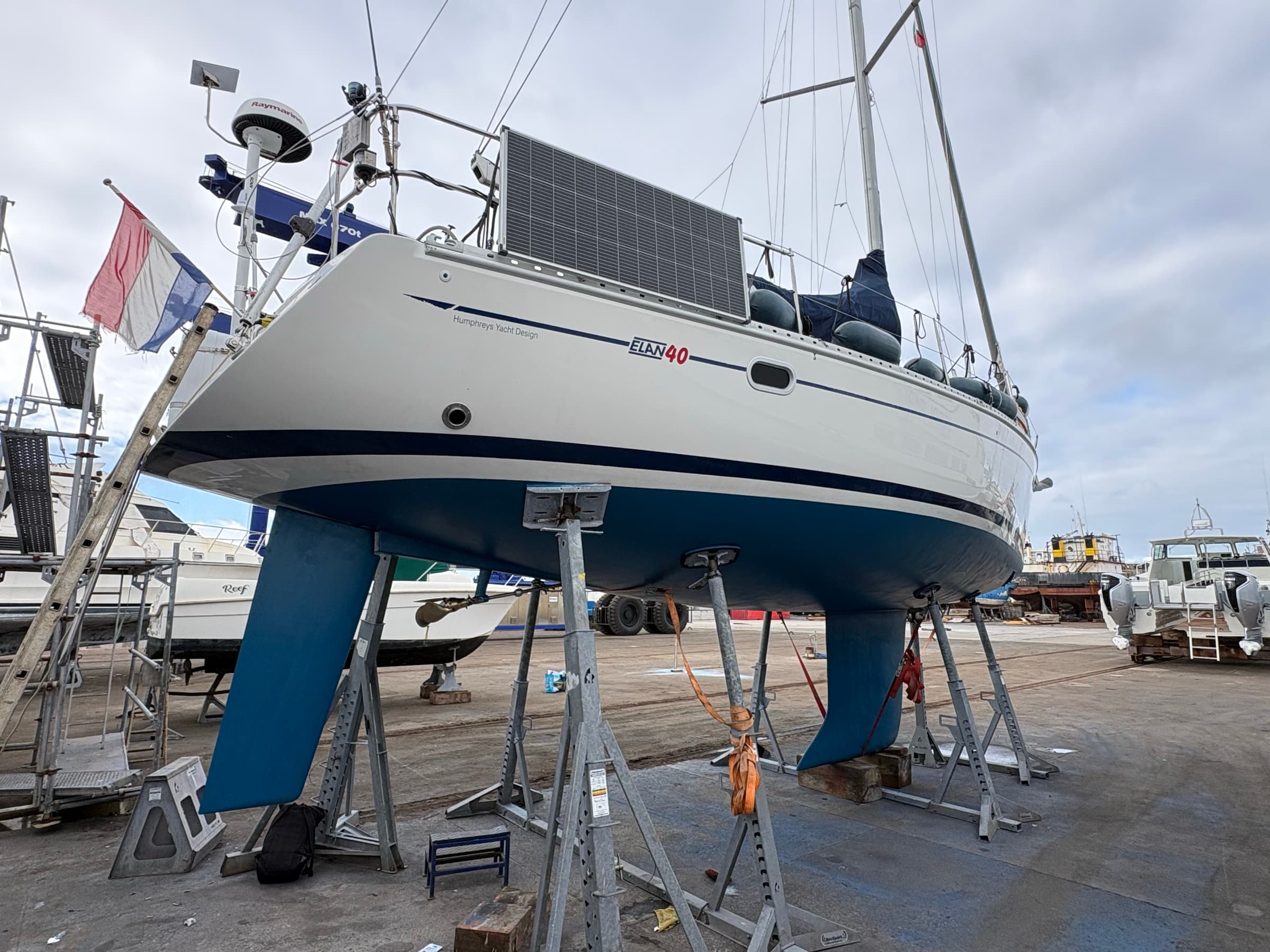 Second view of the Elan 40 out of the water